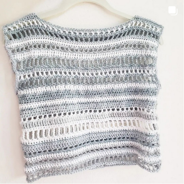 sleeveless mesh crochet shirt