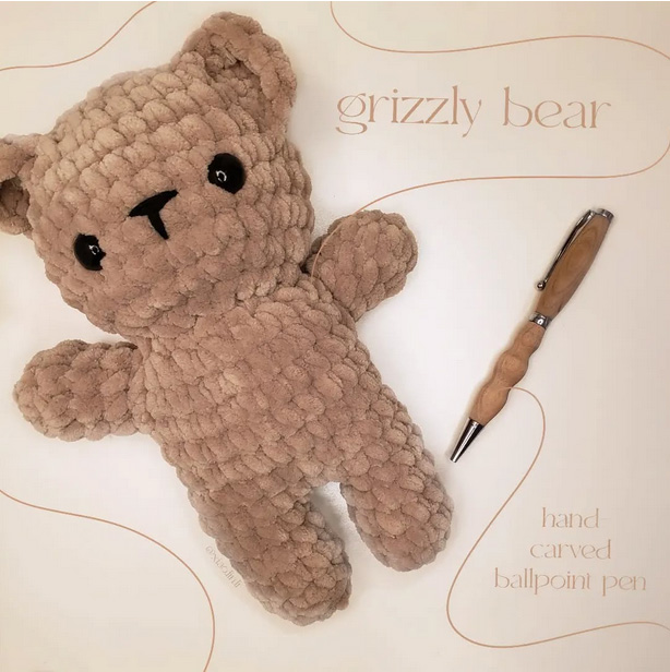 crocheted brown bear